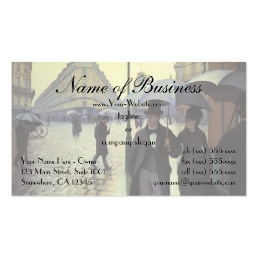 Paris Street, Rainy Day by Gustave Caillebotte Business Card Templates (front side)