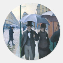 Paris Street Rainy Day by Gustave Caillebotte Round Stickers