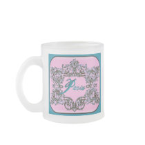 PARIS TEAL ON PARISIAN PINK BAROQUE PRINT MUGS