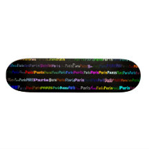 Paris Text On Black Skateboard