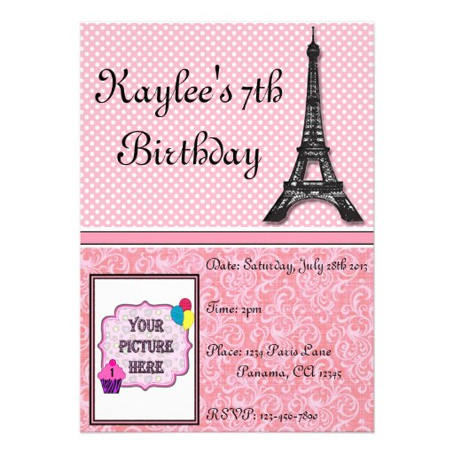 Paris Theme Invitations - with picture