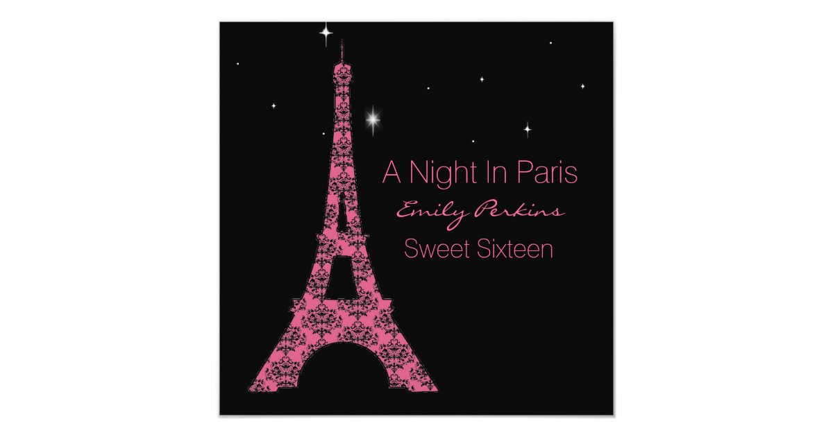 Paris Themed Custom Sweet Sixteen Invitation