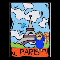 Paris Travel Cartoon postcards