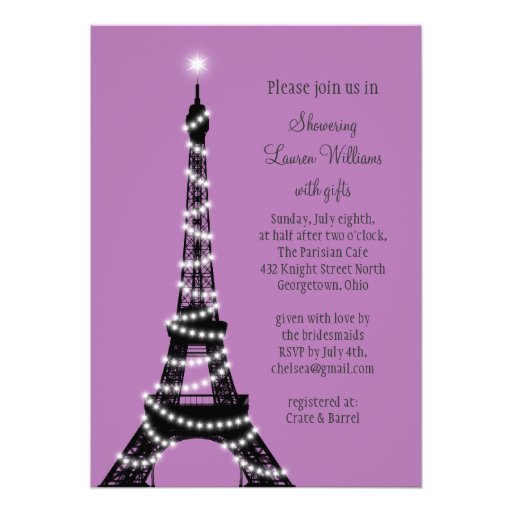 Paris Twinkles Bridal Shower Invitation (purple)