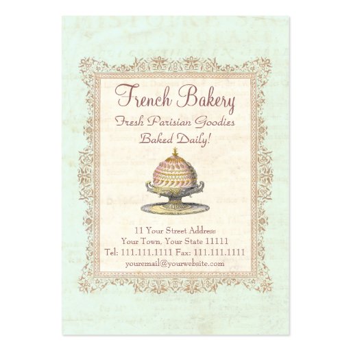 Paris Victorian Vintage French Bakery Business Card Templates (back side)