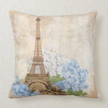 Paris Vintage Blue Hydrangea Pillow