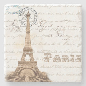 Paris Vintage French Writing Stone Coaster
