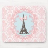 Pink Damask Paris girly Mousepad
