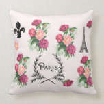 Paris Vintage Roses Pink Pillow