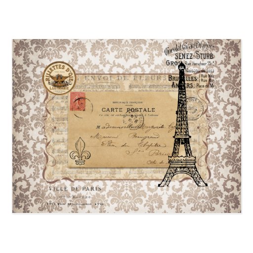 paris vintage shabby chic eiffel tower postcard zazzle paris vintage shabby chic eiffel tower postcard zazzle