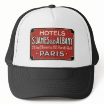Paris Vintage Travel Luggage Label Trucker Hat