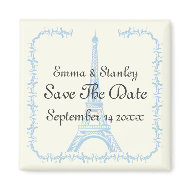 Paris wedding blue Eiffel Tower Save the Date magnet