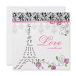 Paris Wedding Invitation Pink Roses Black White