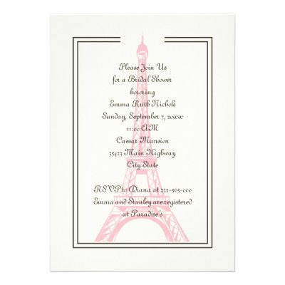 Paris wedding pink Eiffel Tower bridal shower Personalized Announcement