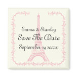 Paris wedding pink Eiffel Tower Save the Date magnets