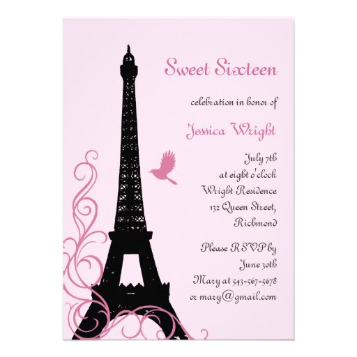 Parisian Birthday Invitation (pink)