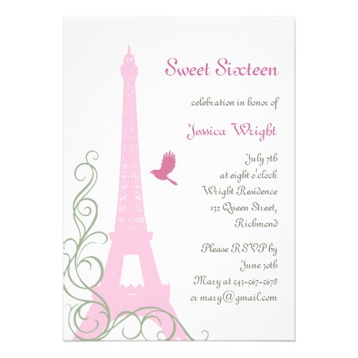 Parisian Birthday Invitation (white)