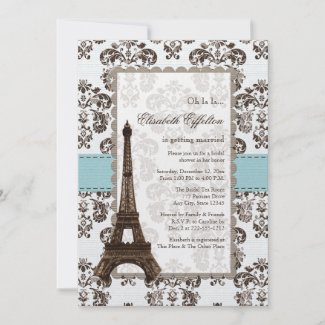 Parisian Blue Bridal Shower Invitations
