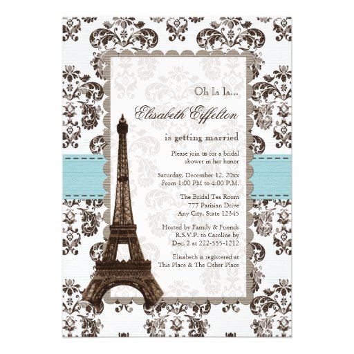 Parisian Blue Bridal Shower Invitations