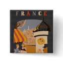 Parisian Cafe Travel Poster Square Button