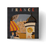 Parisian Cafe Travel Poster Square Button