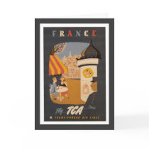 Parisian Cafe Travel Poster Vertical Greeting Card