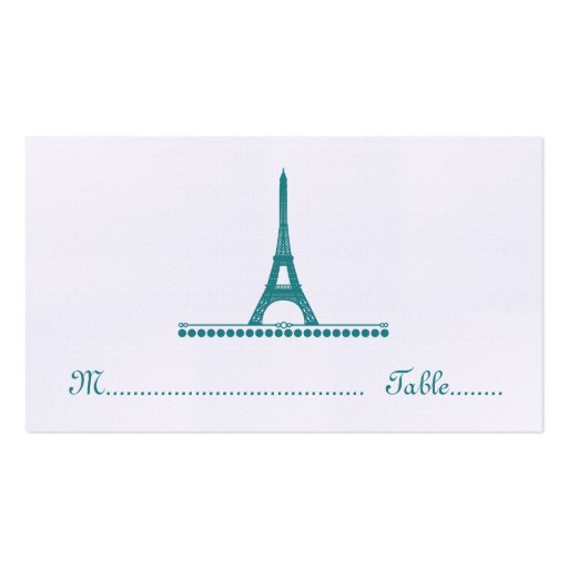 Parisian Chic Place Card, Teal Business Card Template (front side)