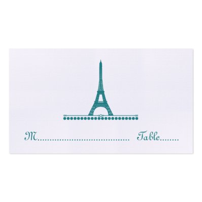 Parisian Chic Place Card, Teal Standard Business Card