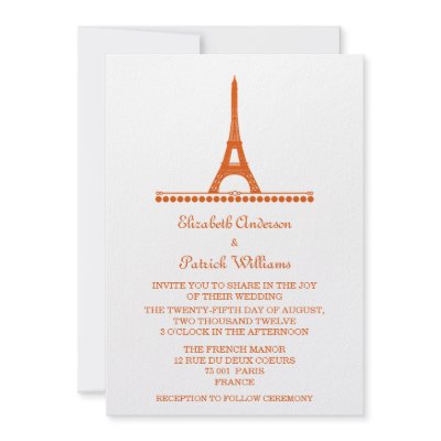 Parisian Chic Wedding Invite, Orange
