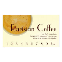 Parisian Coffee Drink Loyalty / Punch Card Business Card Template