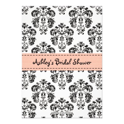 Parisian Coral Peach Bridal Shower Invitations