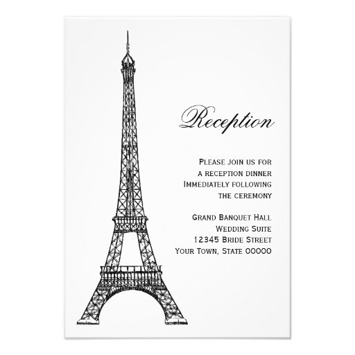 Parisian Eiffel Tower Black & White Reception Card