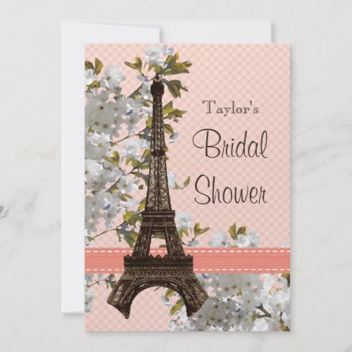 Eiffel Tower Bridal Shower Invitations Pink