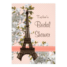 Parisian Eiffel Tower Bridal Shower Invitations
