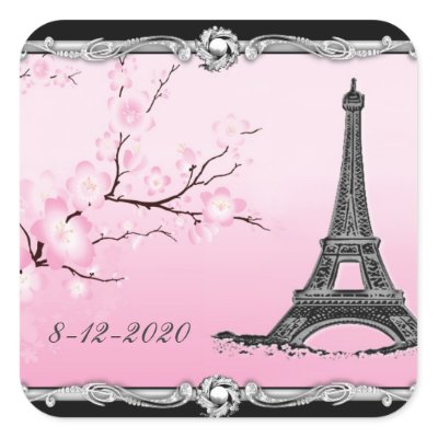 Parisian Eiffel Tower Wedding Invitation Seals Sticker
