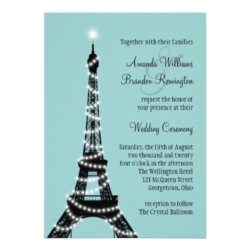 Parisian Lights Wedding Invitation (turquoise)