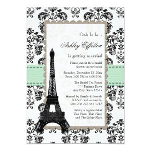 Parisian Mint and Black Bridal Shower Invitations 5
