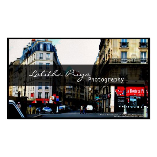 Parisian Photography Business Card (front side)