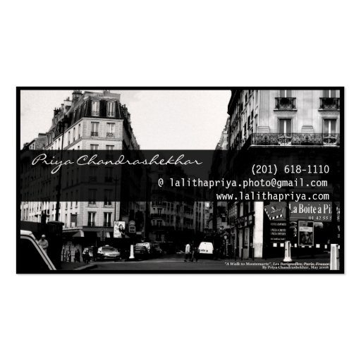 Parisian Photography Business Card (back side)