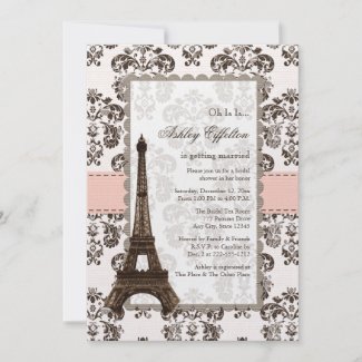 Parisian Pink Eiffel Tower Bridal Shower Invitations