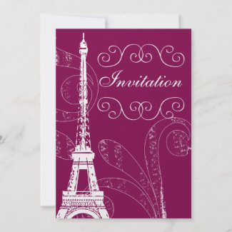 Parisian pink damask wedding invitation invitation