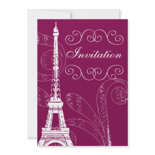 Parisian pink damask wedding invitation invitation