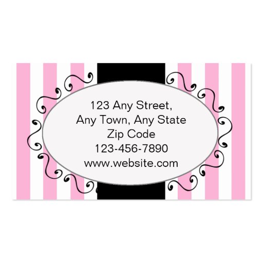 Parisian Pink Stripes Cupcake Cake Bakery Business Card Template (back side)