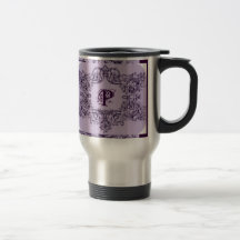 PARISIAN PURPLE BAROQUE FRAME WITH INITIAL COFFEE MUGS