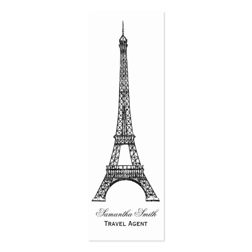 Parisian Theme Eiffel Tower Travel Agent Skinny Business Cards (front side)