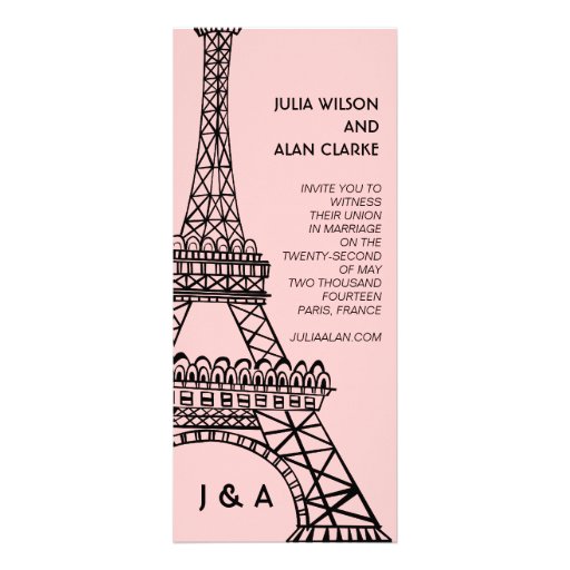 Parisian Wedding Invitation Eiffel Tower Pink