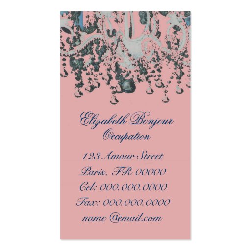 Park Avenue Chandelier ~ Business Card Chic (back side)