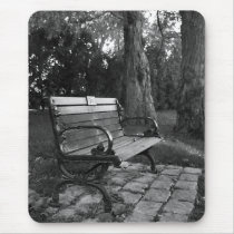 Park Bench in Black and White Mouse Pads
