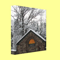 Park Shelter in the snow wrapped canvas print canvas prints