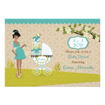 Park Stroll African American Boy Baby Shower Invite